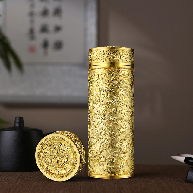 Relief metal Jiulong cup inner liner silver ion silver cup
