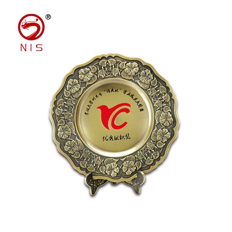 Customized High quality blank design stock mould zinc alloy souvenir plates