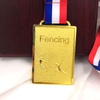Customized Square Fencing School Sports Metal Medal Gold Silver Bronze Motion Medal