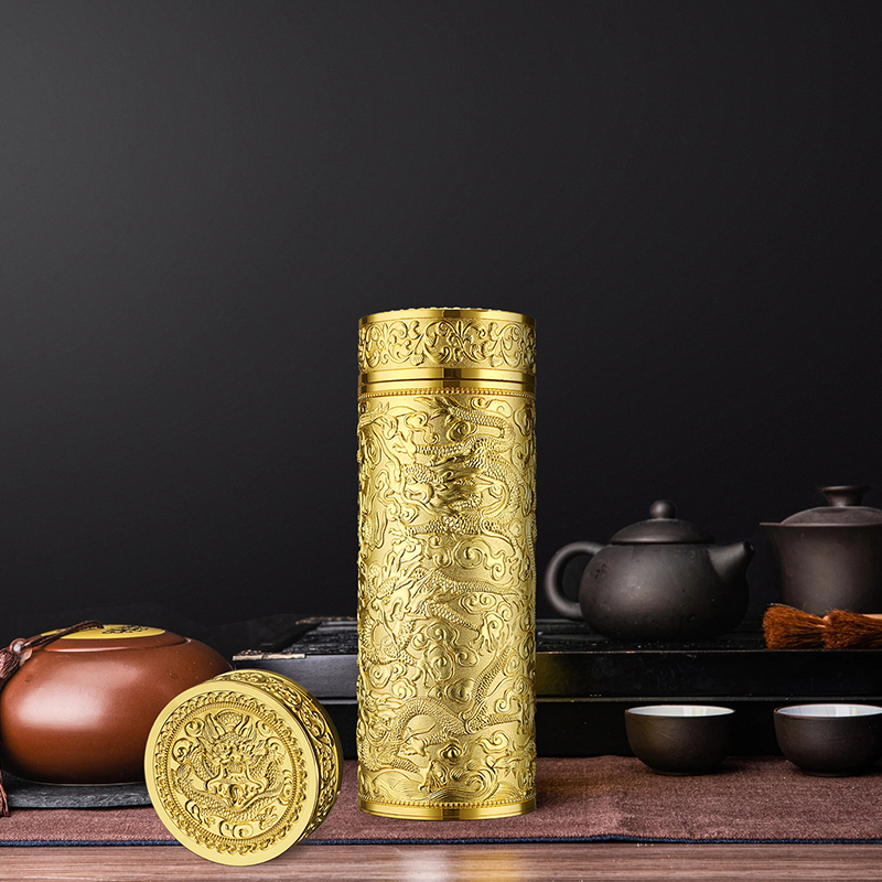 Relief metal Jiulong cup inner liner silver ion silver cup