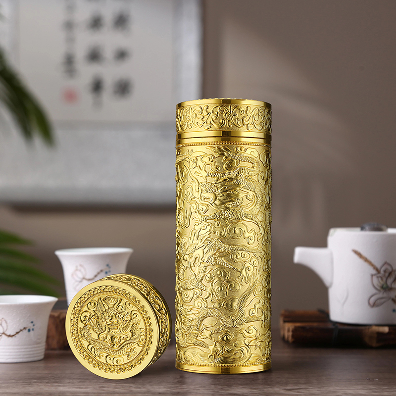 Relief metal Jiulong cup inner liner silver ion silver cup