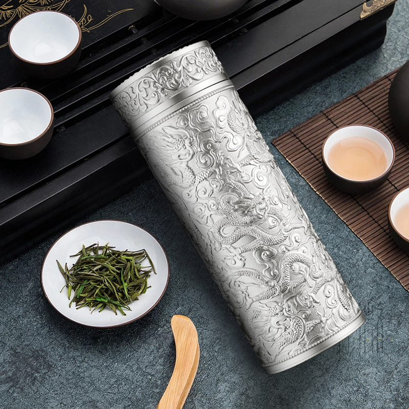 Relief metal Jiulong cup inner liner silver ion silver cup