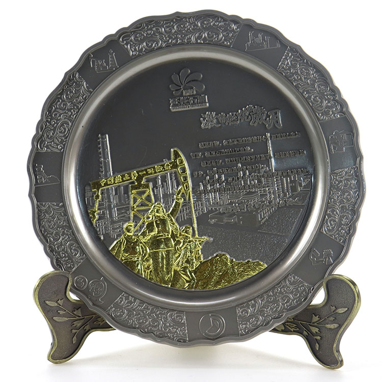 Customized High quality blank design stock mould zinc alloy souvenir plates