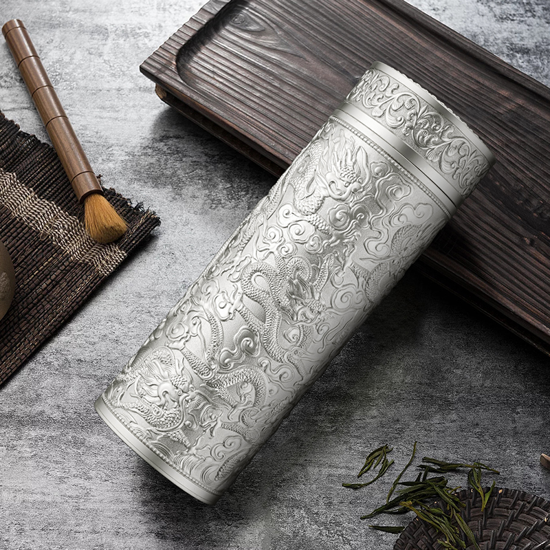 Relief metal Jiulong cup inner liner silver ion silver cup